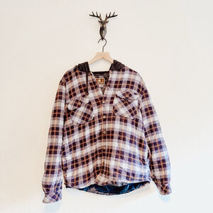 Legendary Outfitters Men's Blue/Orange Plaid Flannel Shirt Jacket Size Large